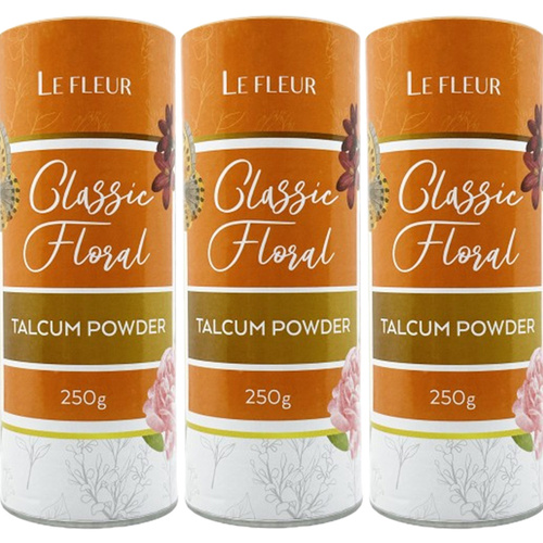 Le Fleur 3 x Classic Floral Luxury Talcum Powder 250g