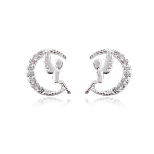 Culturesse Little Angel Moon Dainy Stud Earrings