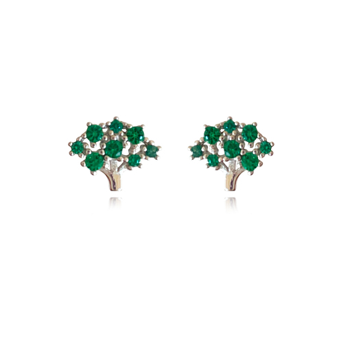 Culturesse Little Broccoli Dainty Stud Earrings (Silver)