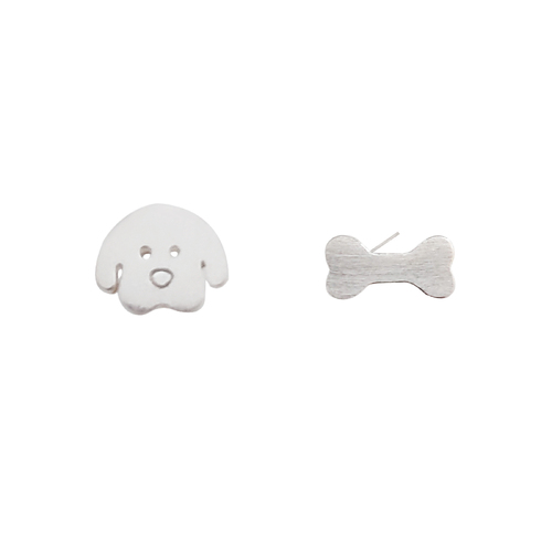 Culturesse Dog and Bone Mismatching Earrings