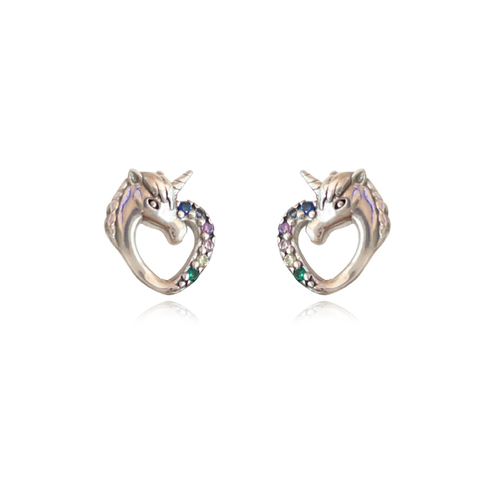 Culturesse Little Unicorn Diamante Stud Earrings