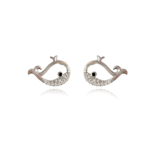 Culturesse Little Whale Diamante Stud Earrings