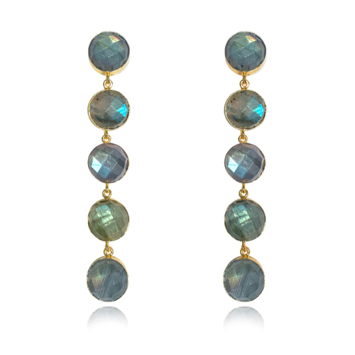 Culturesse Carolita Artisan Natural Labradorite Crystal Drop Earrings 