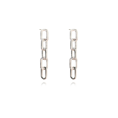 Culturesse Josie Minimalist Dainty Silver Chain Earrings