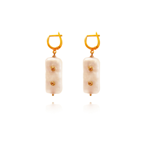 Culturesse Brynne 24K Jewel Embellished Pearl Drop Earrings