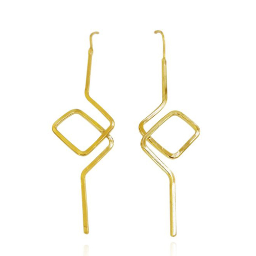 Culturesse Hughette 24K Artisan Line Art Earrings