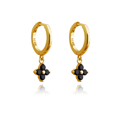 Culturesse Fleur Noir CZ Drop Earrings