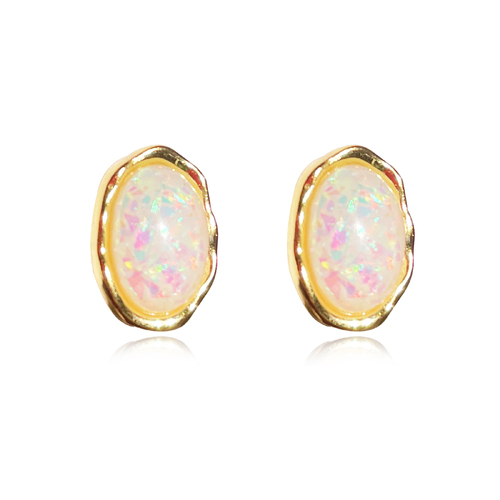 Culturesse Alyn Artisan Opal Stud Earrings (Gold)