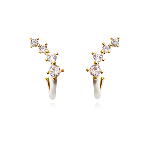 Culturesse Gabrielle Pastel Diamante Climber Earrings (White)