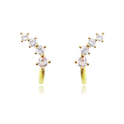 Culturesse Gabrielle Pastel Diamante Climber Earrings (Yellow)