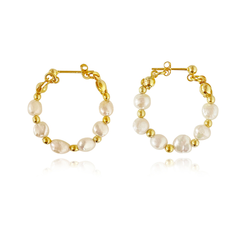 Culturesse Mira Freshwater Pearl Hoop Earrings