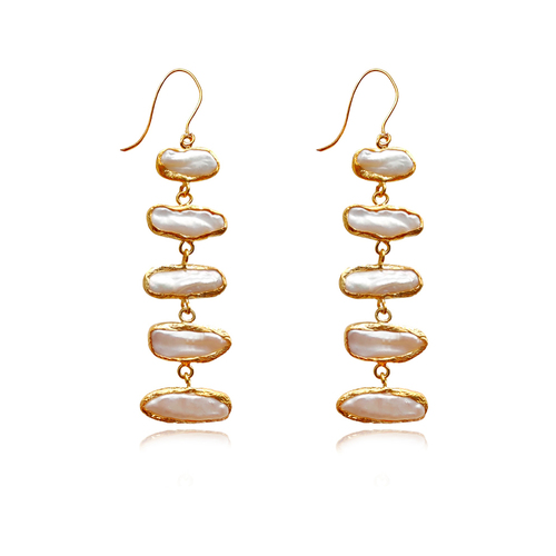 Culturesse Maelynn 24K Artisan Pearl Drop Earrings