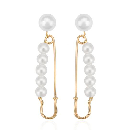 Culturesse Lilou Pearl Pin Statement Earrings