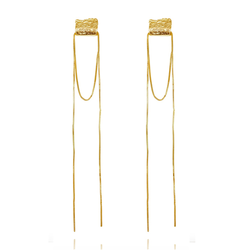 Culturesse Murphy Sculpture Wrap Tassel Earrings (Gold Vermeil)