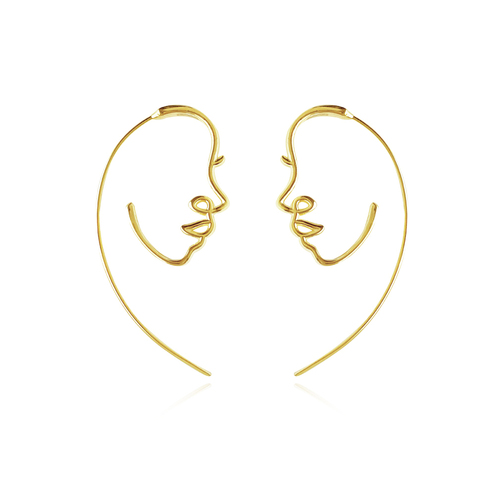 Culturesse Vianca Artsy Face To Face Earrings (Gold)