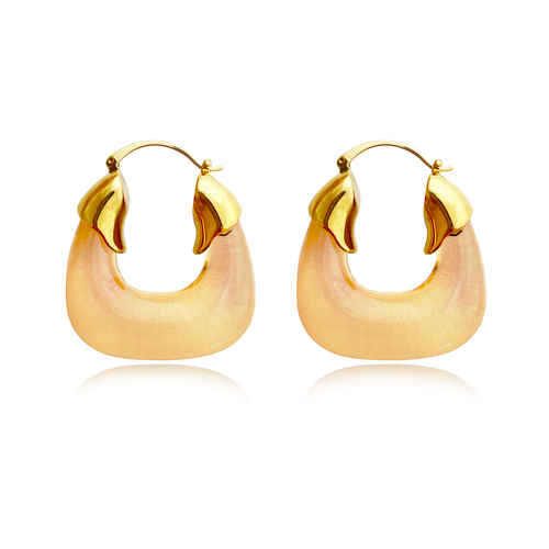 Culturesse Ilona Artsy Resin Hoop Earrings (Honey)