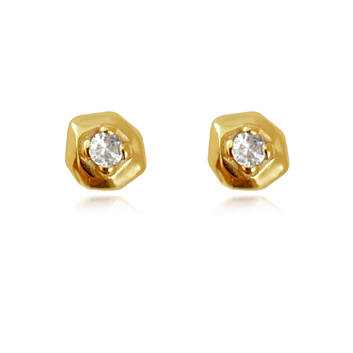 Culturesse Suvi Artsy Rocky Stud Earrings (Gold Vermeil)