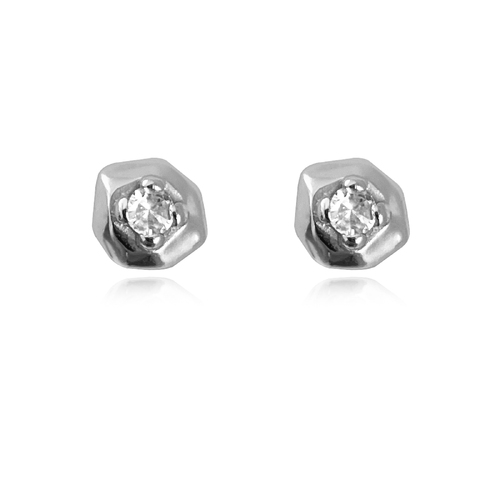 Culturesse Suvi Artsy Rocky Stud Earrings (Silver)