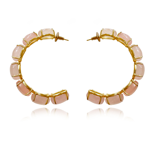 Culturesse Blush Rose Quartz Hoop Earrings