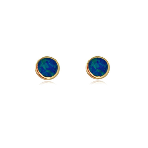 Culturesse Miray Dainty Opal Stud Earrings (Gold Dark Blue)