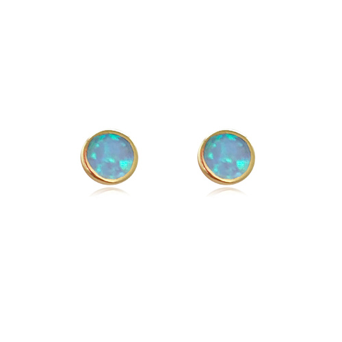 Culturesse Miray Dainty Opal Stud Earrings (Gold Light Blue)