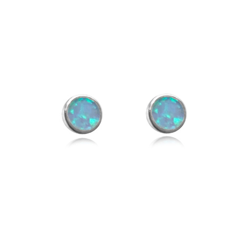 Culturesse Miray Dainty Opal Stud Earrings (Silver)