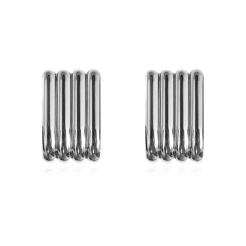 Culturesse Blaine Geo Statement Earrings (Silver)