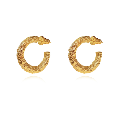 Culturesse Dejouer 24K Textured C Hoop Earrings