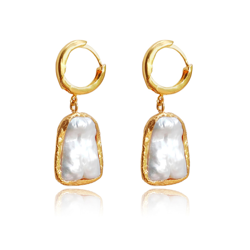 Culturesse Aerin 24K Gold Mother Of Pearl Drop Earrings