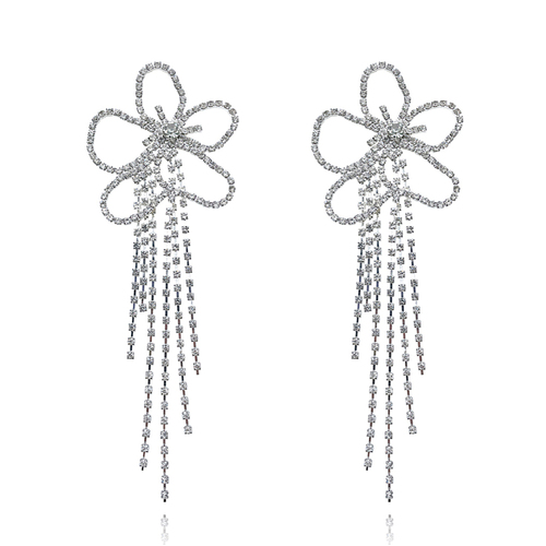 Culturesse Augustin Catwalk Diamante Tassel Flower Earrings