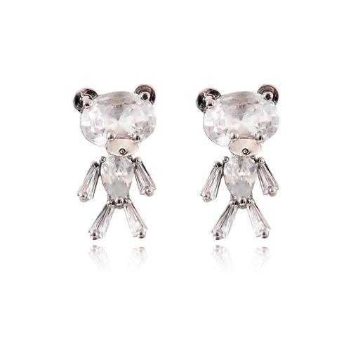 Culturesse Ted Zirconia Dainty Teddy Earrings