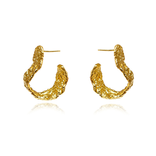 Culturesse Amandine Artisan Sculptural Flow Earrings (Gold Vermeil)