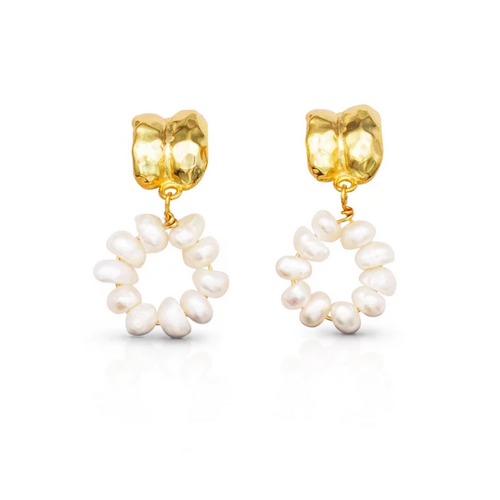 Culturesse Karmi Textured Pearl Drop Earrings