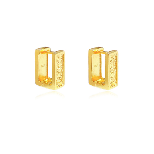 Culturesse Adelyn Art Deco Textured  Huggie Earrings (Gold Vermeil)