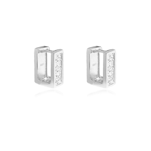 Culturesse Adelyn Art Deco Textured  Huggie Earrings (Silver)