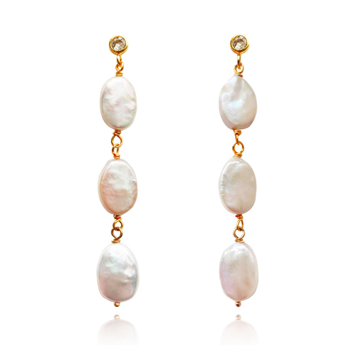 Culturesse Starling 24K Crystal Freshwater Pearl Drop Earrings