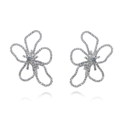 Culturesse Julieta Catwalk Diamante Flower Earrings (Oversized)