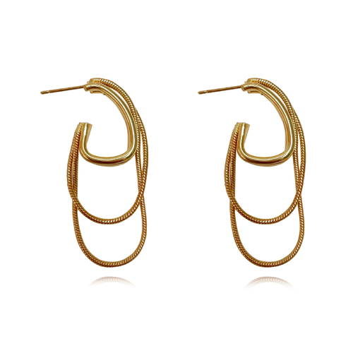 Culturesse Lurice Tri-curve Tassel Drop Earrings