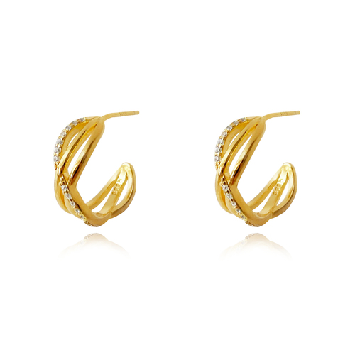 Culturesse Ciara Tri Curve Earrings (Gold)