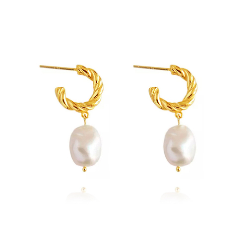 Culturesse Adley Pearl Drop Earrings (Gold Vermeil)