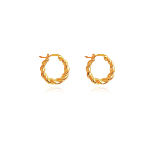 Culturesse Maya Gold Filled Twisted Huggie Earrings