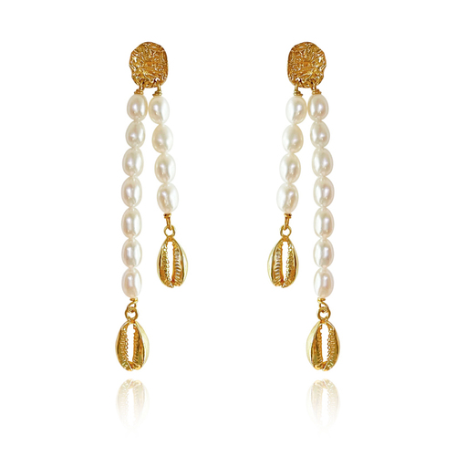 Culturesse Calliope 24K Freshwater Pearl Drop Earrings