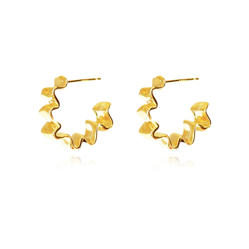 Culturesse Avani Art Deco Wavy Hoop Earrrings (Gold Vermeil)