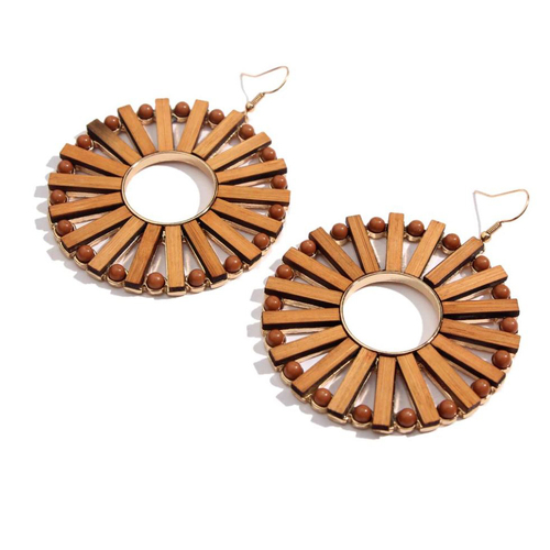 Culturesse Lola Wooden Wheel Earrings