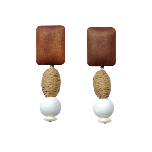 Culturesse Giulia Wooden Drop Earrings