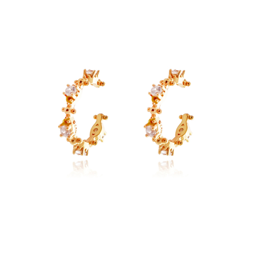 Culturesse Ciana Gold Filled Diamante Cuff Earrings