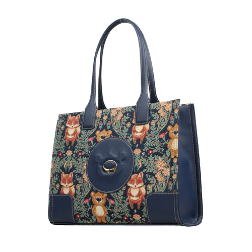 Henney Bear Bear and Fox Leatherette Handbag Tote 