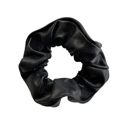 Culturesse Adeline Leather Scrunchie (Black Medium)