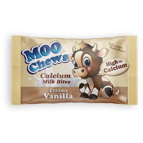 Moo Chews Creamy Vanilla Calcium Milk Bites Healthy Kids Snack Pack 18gm