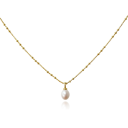 Culturesse Bjork Beaded Pearl Pendant Necklace (Gold)